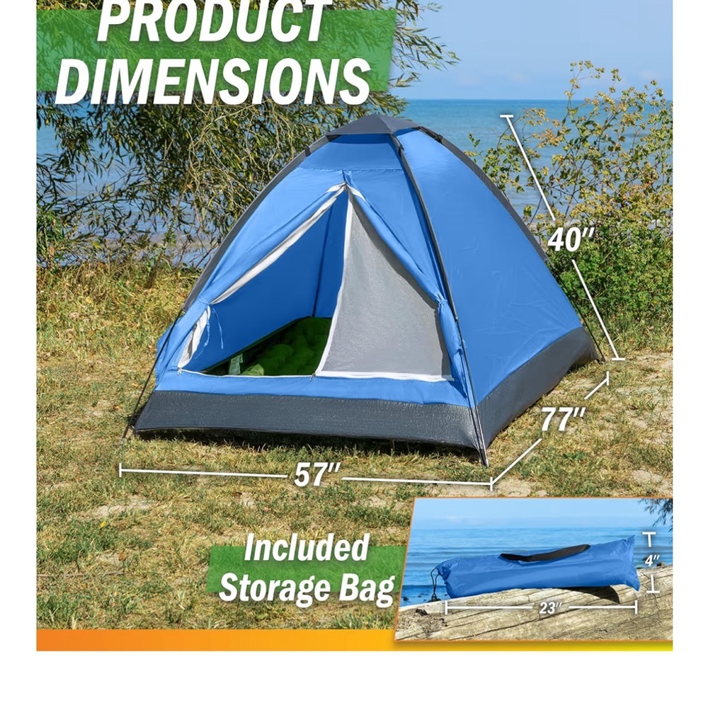 2 person Blue and Gray Dome Tent - Picture 2 of 2